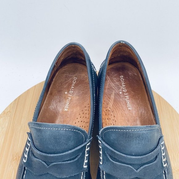 Donald J. Pliner Navy Blue Leather Penny Loafers main image 4